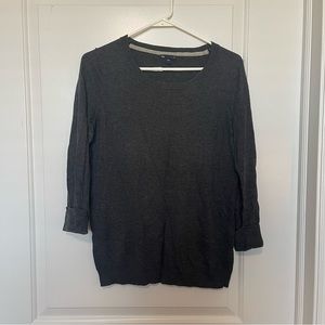 Gap Gray 3/4 Sleeve Sweater Size Large